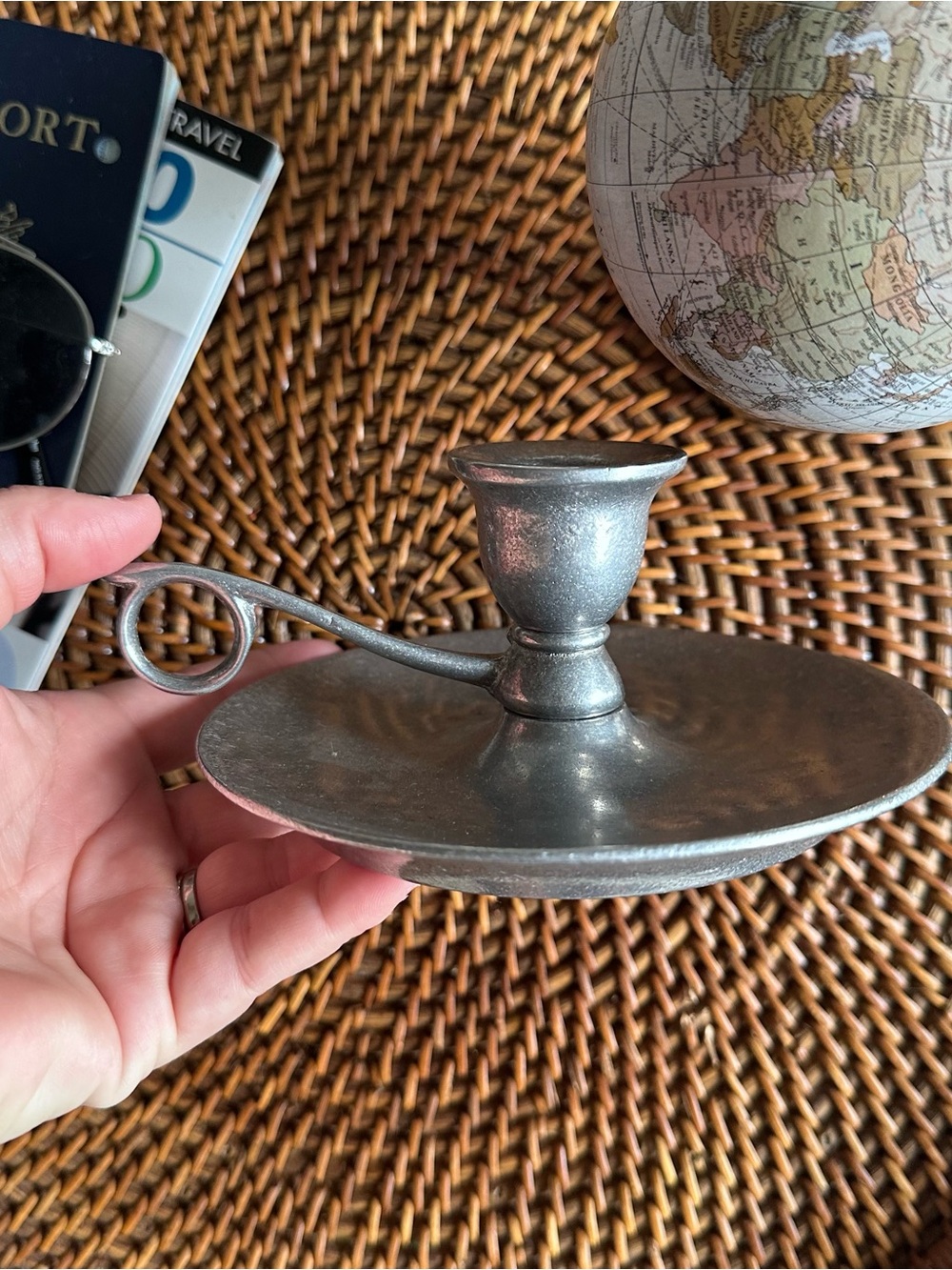 CARSON Vintage Farmhouse Primitive Statesmetal Chamberstick Candlestick Holder